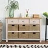 Rutland Painted Oak 3 Drawer 6 Wicker Basket Cabinet -Furniture Sale Shop img 7304