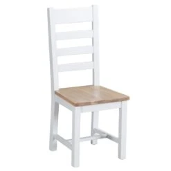 Suffolk White Painted Oak Ladderback Chair With Wooden Seat