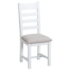 Suffolk White Painted Oak Ladderback Chair With Fabric Seat