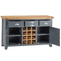 Hampshire Blue Painted Oak Large Sideboard Wine Rack -Furniture Sale Shop img 9141