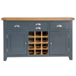 Hampshire Blue Painted Oak Large Sideboard Wine Rack -Furniture Sale Shop img 9151