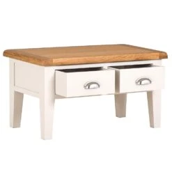 Hampshire Ivory Painted Oak Coffee Table With Drawers -Furniture Sale Shop kel p07 2