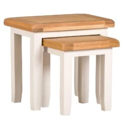 Hampshire Ivory Painted Oak Nest Of 2 Tables -Furniture Sale Shop kel p23 1