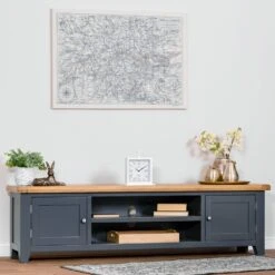Hampshire Blue Painted Oak Extra Large TV Unit
