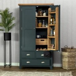 Hampshire Blue Painted Oak Large Larder Unit 21 Hampshire Blue Painted Oak Large Larder Unit -Furniture Sale Shop larl pblue ls1