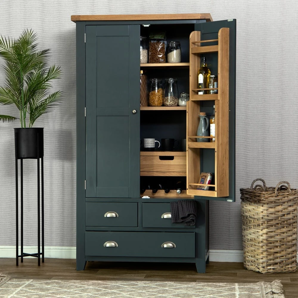 Hampshire Blue Painted Oak Large Larder Unit 4 Hampshire Blue Painted Oak Large Larder Unit - Image 2