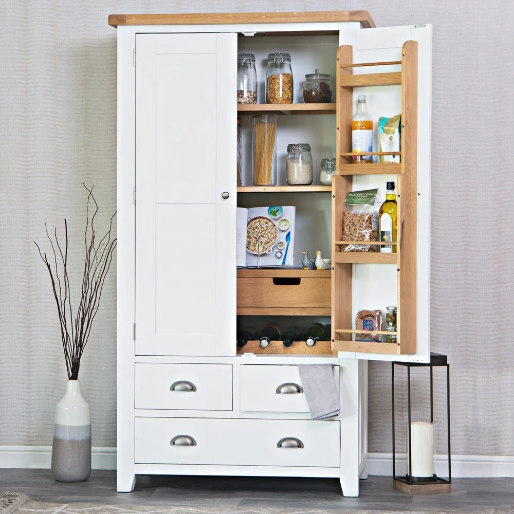Hampshire White Painted Oak Large Larder Unit 4 Hampshire White Painted Oak Large Larder Unit - Image 2