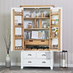 Hampshire White Painted Oak Large Larder Unit