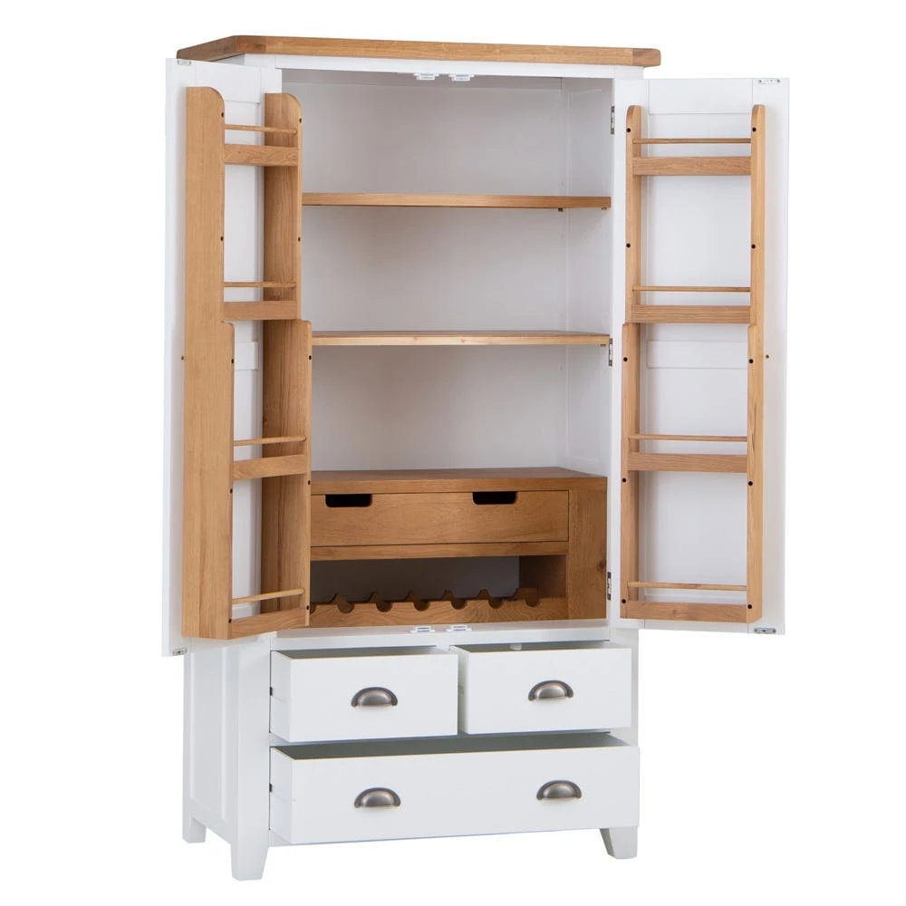Hampshire White Painted Oak Large Larder Unit 6 Hampshire White Painted Oak Large Larder Unit - Image 4