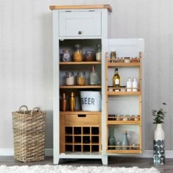 Hampshire Grey Painted Oak Slim Larder Cupboard