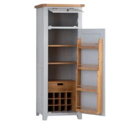Hampshire Grey Painted Oak Slim Larder Cupboard -Furniture Sale Shop lars pgrey 2