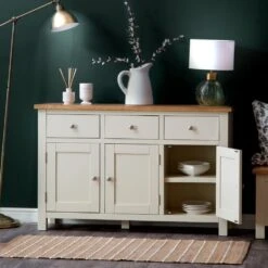 Salisbury Ivory Painted Oak 3 Door Large Sideboard