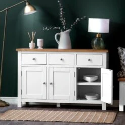 Salisbury White Painted Oak 3 Door Large Sideboard