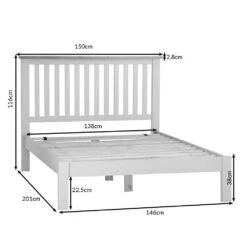 Salisbury Grey Painted Oak Double Bed Frame -Furniture Sale Shop lp 46 dims 2