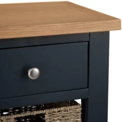 Salisbury Blue Painted Oak 5 Drawer Tallboy With Wicker Baskets -Furniture Sale Shop lp 5dnb b 12