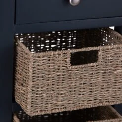 Salisbury Blue Painted Oak 5 Drawer Tallboy With Wicker Baskets -Furniture Sale Shop lp 5dnb b 4