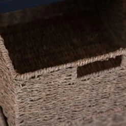 Salisbury Blue Painted Oak 5 Drawer Tallboy With Wicker Baskets -Furniture Sale Shop lp 5dnb b 5