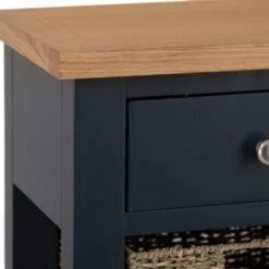 Salisbury Blue Painted Oak 5 Drawer Tallboy With Wicker Baskets -Furniture Sale Shop lp 5dnb b 6