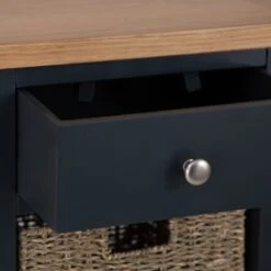 Salisbury Blue Painted Oak 5 Drawer Tallboy With Wicker Baskets -Furniture Sale Shop lp 5dnb b 9