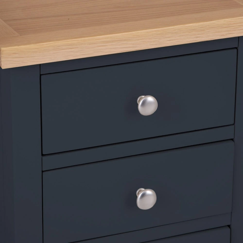 Salisbury Blue Painted Oak 3 Drawer Bedside Table 7 Salisbury Blue Painted Oak 3 Drawer Bedside Table - Image 5