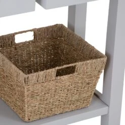 Salisbury Grey Painted Oak Console Table With Wicker Baskets -Furniture Sale Shop lp conb g 3