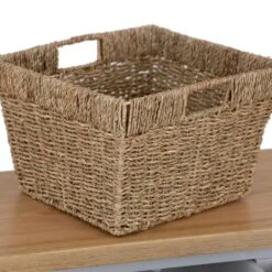 Salisbury Grey Painted Oak Console Table With Wicker Baskets -Furniture Sale Shop lp conb g 4