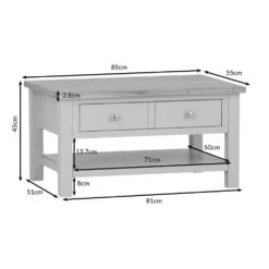 Salisbury Grey Painted Oak Coffee Table -Furniture Sale Shop lp ct dims 2