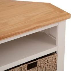 Salisbury Ivory Painted Oak Corner TV Unit With Wicker Baskets -Furniture Sale Shop lp ctvb c 6