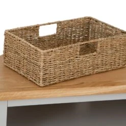 Salisbury Grey Painted Oak Corner TV Unit With Wicker Baskets -Furniture Sale Shop lp ctvb g 3