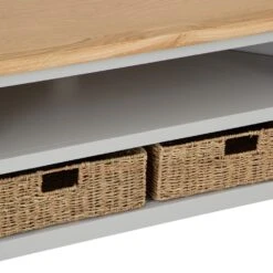 Salisbury Grey Painted Oak Corner TV Unit With Wicker Baskets -Furniture Sale Shop lp ctvb g 5