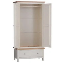 Salisbury Ivory Painted Oak 2 Door Wardrobe With Drawer -Furniture Sale Shop lp gwr c 2