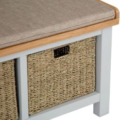 Salisbury Grey Painted Oak Hall Bench With Wicker Baskets 22 Salisbury Grey Painted Oak Hall Bench With Wicker Baskets -Furniture Sale Shop lp hb g 9