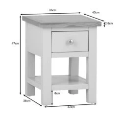 Salisbury Ivory Painted Oak Slim Lamp Table -Furniture Sale Shop lp lt dims 1