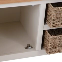 Salisbury Ivory Painted Oak Large TV Unit With Wicker Baskets -Furniture Sale Shop lp ltvb c 3