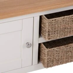 Salisbury Ivory Painted Oak Large TV Unit With Wicker Baskets -Furniture Sale Shop lp ltvb c 5