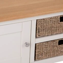 Salisbury Ivory Painted Oak Large TV Unit With Wicker Baskets -Furniture Sale Shop lp ltvb c 8