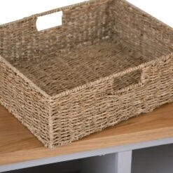 Salisbury Grey Painted Oak Large TV Unit With Wicker Baskets -Furniture Sale Shop lp ltvb g 3