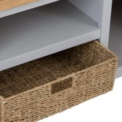 Salisbury Grey Painted Oak Large TV Unit With Wicker Baskets -Furniture Sale Shop lp ltvb g 5