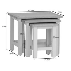 Salisbury Grey Painted Oak Nest Of 3 Tables -Furniture Sale Shop lp n3t dims 2