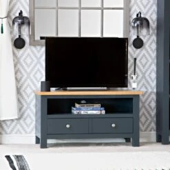 Salisbury Blue Painted Oak Small TV Unit