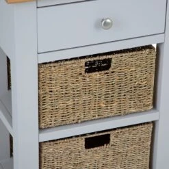 Salisbury Grey Painted Oak Telephone Table With Wicker Baskets -Furniture Sale Shop lp telb g 8