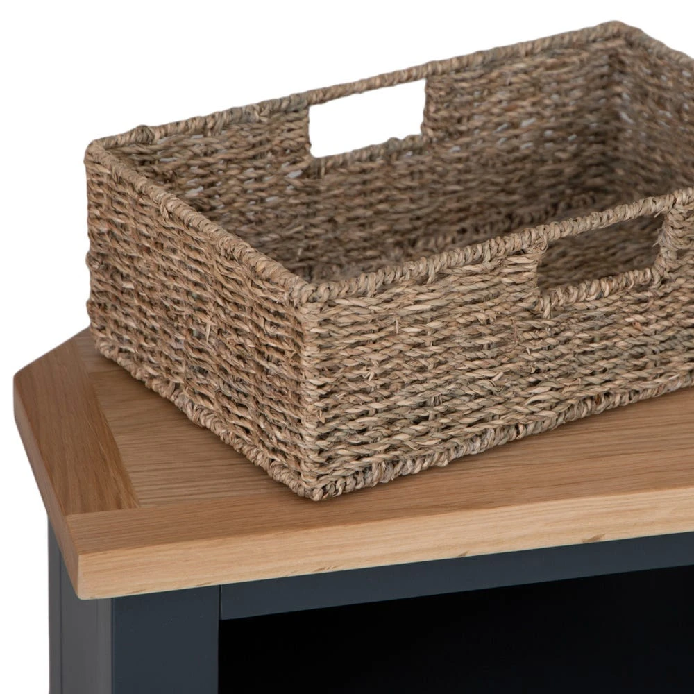 Salisbury Blue Painted Oak Corner TV Unit With Wicker Baskets 9 Salisbury Blue Painted Oak Corner TV Unit With Wicker Baskets - Image 7