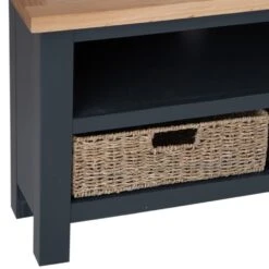 Salisbury Blue Painted Oak Corner TV Unit With Wicker Baskets 18 Salisbury Blue Painted Oak Corner TV Unit With Wicker Baskets -Furniture Sale Shop lp ctvb b 6