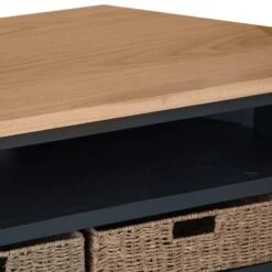 Salisbury Blue Painted Oak Corner TV Unit With Wicker Baskets 19 Salisbury Blue Painted Oak Corner TV Unit With Wicker Baskets -Furniture Sale Shop lp ctvb b 7