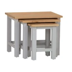 Salisbury Grey Painted Oak Nest Of 3 Tables -Furniture Sale Shop lp n3t g 1
