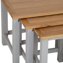 Salisbury Grey Painted Oak Nest Of 3 Tables -Furniture Sale Shop lp n3t g 2