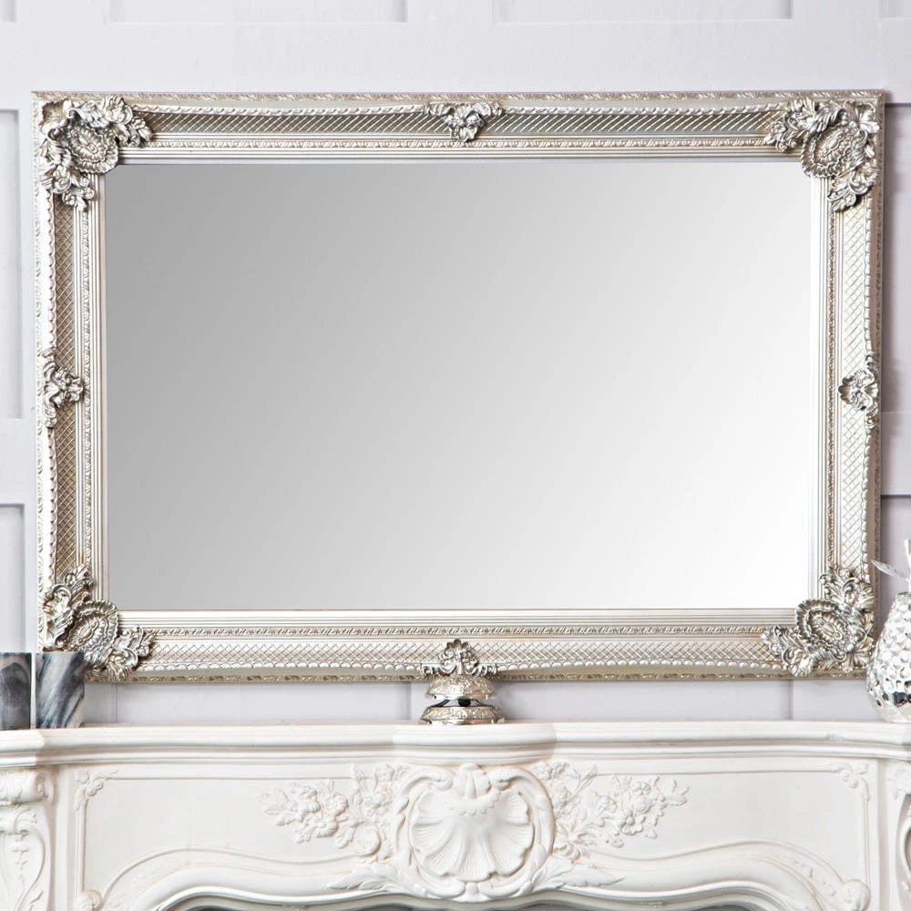 Valencia Silver Frame Rectangular Wall Mirror 80 X 115cm 3 Valencia Silver Frame Rectangular Wall Mirror 80 X 115cm