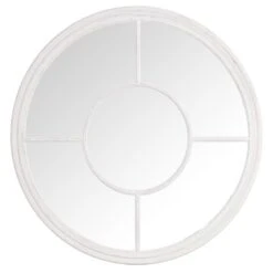 Marseille Distressed White Round Window Mirror 100 X 100cm -Furniture Sale Shop mir06 w 1