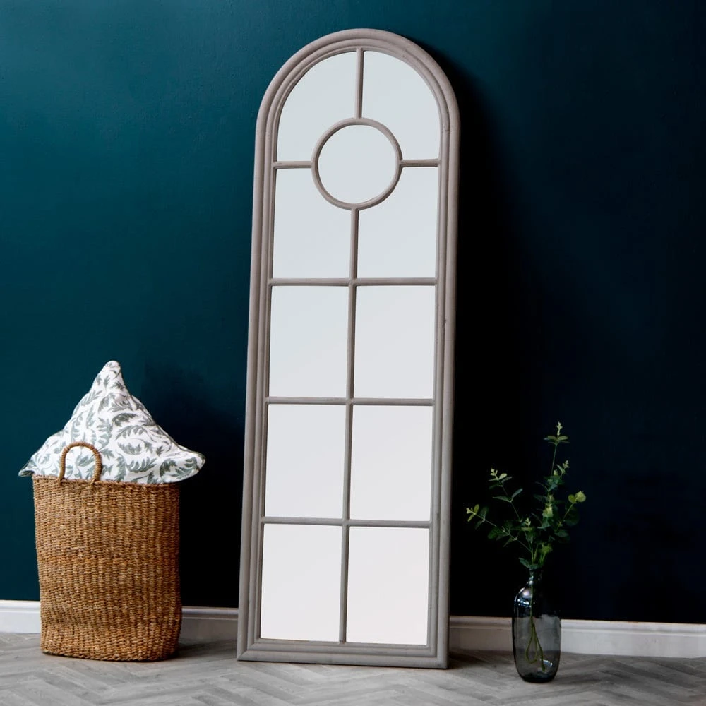 Rouen Narrow Grey Arched Window Hallway Mirror 60 X 180cm 3 Rouen Narrow Grey Arched Window Hallway Mirror 60 X 180cm