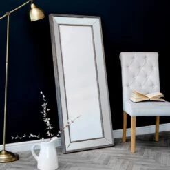 Andorra Large Distressed Frame Bevelled Glass Mirror 61 X 140cm